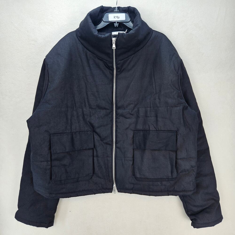 MNML MEN'S XXL BLACK LINEN STYLE PUFFER JACKET NWOT